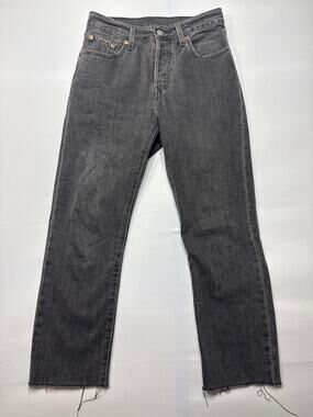 Levi's 501 Women's Raw Hem‎ Straight Leg Button Fly Gray Jeans - 25x26 (27x25)